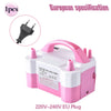 Pompe à air électrique rose avec poignée et fiche UE 220V-240V.
