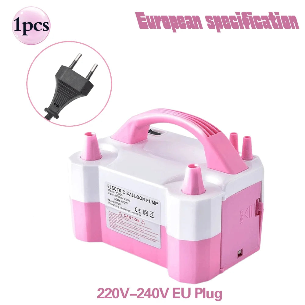 Pompe à air électrique rose avec poignée et fiche UE 220V-240V.