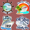 Set of four magnetic cruise door decorations featuring a white cruise ship and tropical elements for family trips