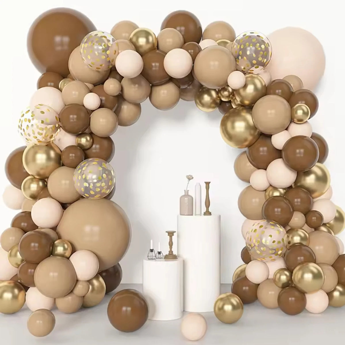 153-Piece Brown & Gold Balloon Garland Arch Kit