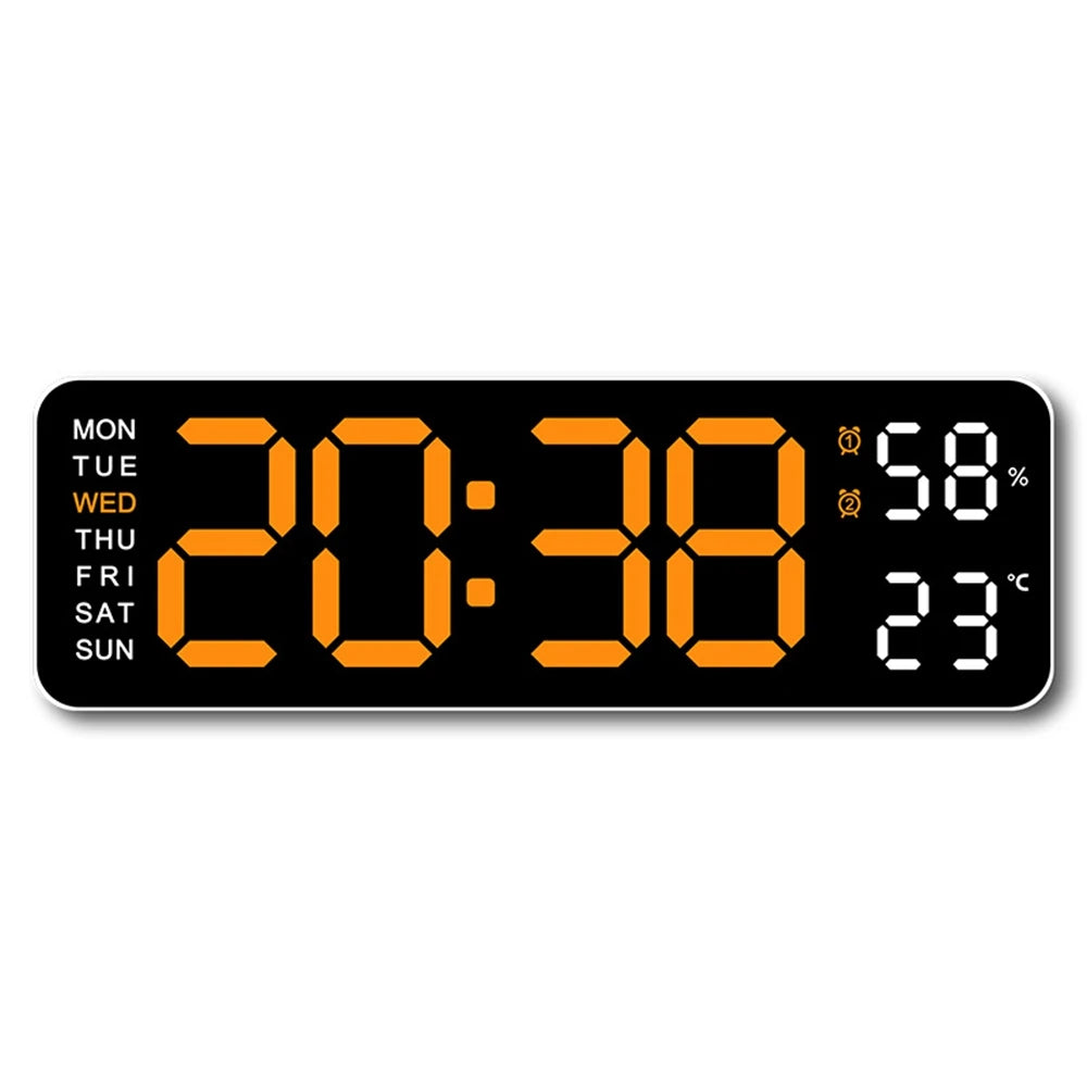 Digital wall clock displaying 20:38, 58% humidity, and 23 degrees Celsius.