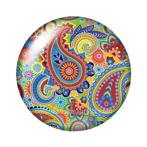 Round Leaf Pattern Flat Back Glass Cabochons for Jewelry Making