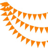 Orange triangle bunting flags forming a curved pennant garland for parties and events
