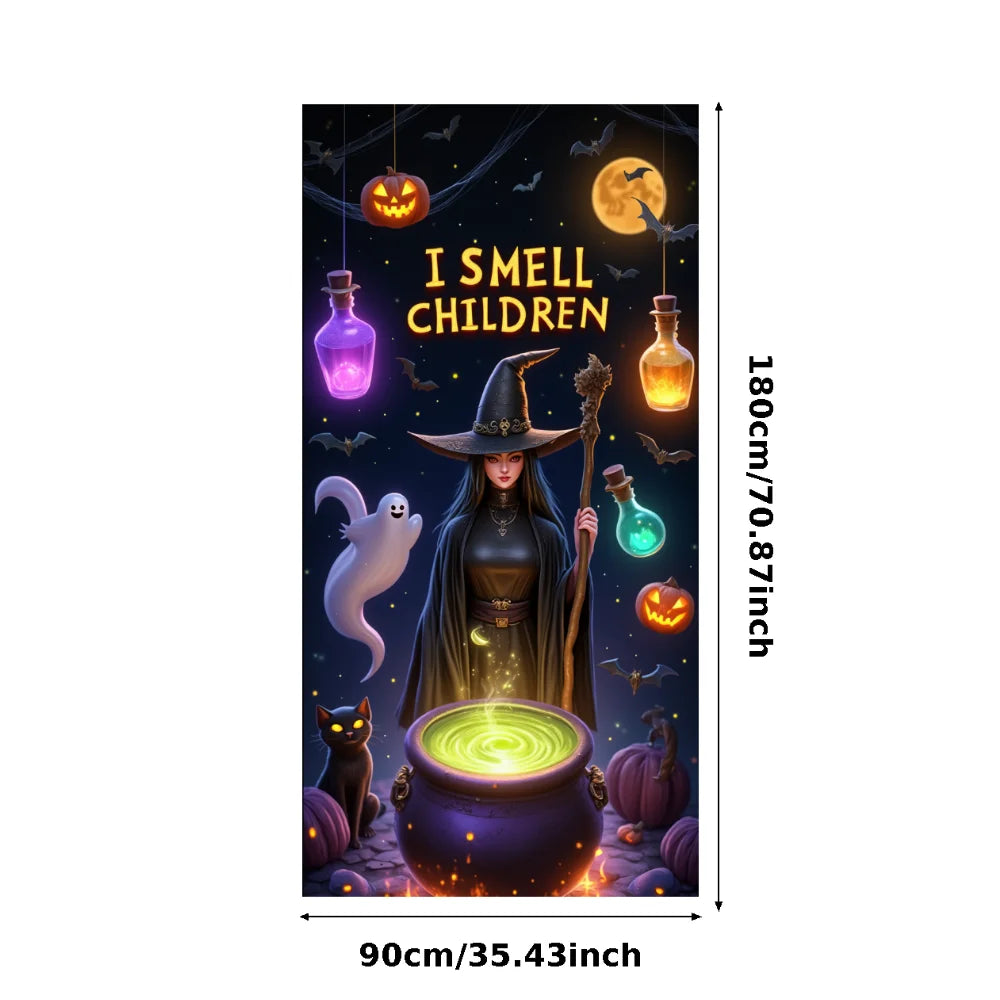 Large Halloween Witch Door Banner with Classic Spooky Design