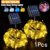 A bundle of yellow solar rope string lights and several solar panels for outdoor decoration.
