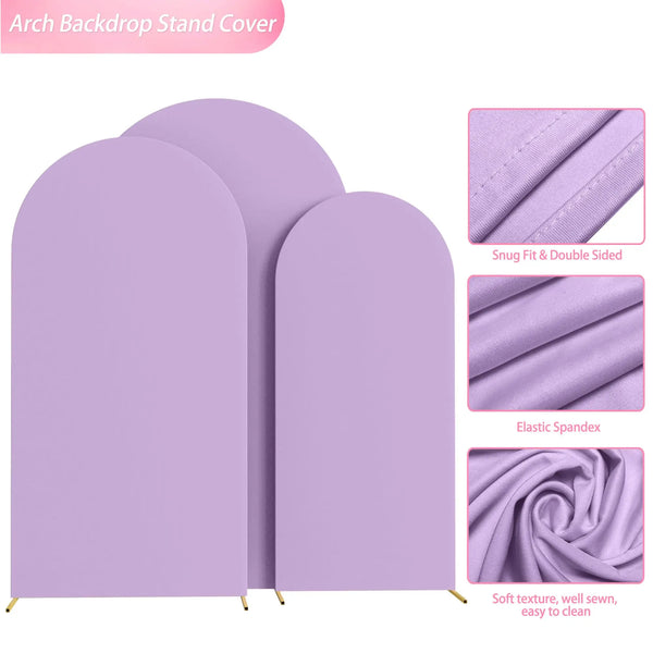 Purple spandex arch backdrop stand cover fabric showing various textures and folds