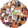 A collection of transparent DIY stickers featuring Halloween and spooky themes like pumpkins ghosts and bats
