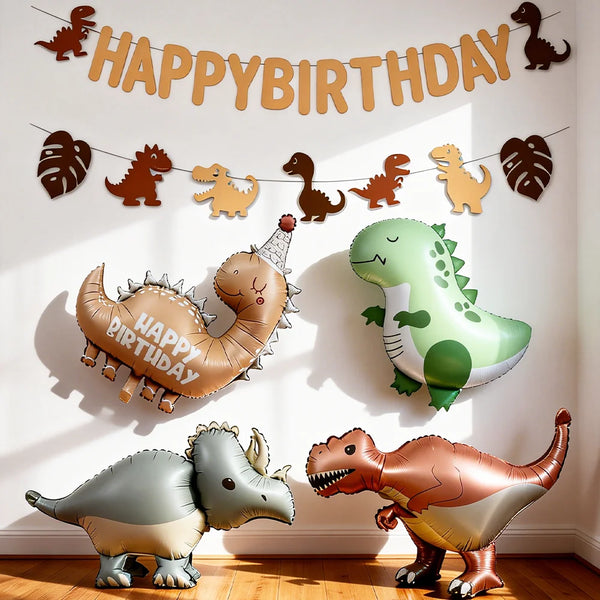 Dinosaur Birthday Party Decoration Kit with Banner and Standing Balloons