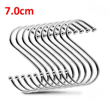 A set of ten S-shaped stainless steel hanging hooks, measuring 7.0cm long.