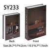 Front and back views of a book decor set featuring a dark cover with calming botanical illustrations.