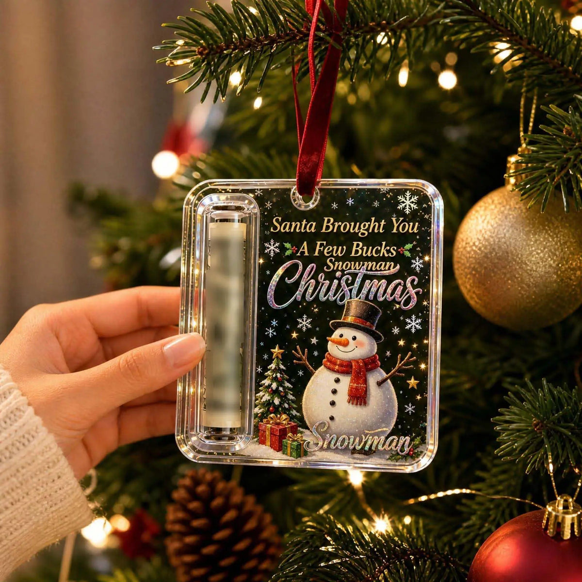 Crystal Clear Christmas Cash Gift Holder Ornaments