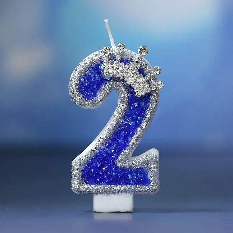 Blue Crown Number Birthday Candle