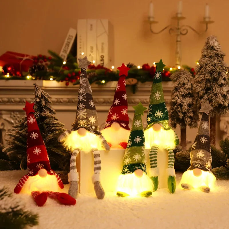 LED Gnome Christmas Ornaments – Soft Plush Hanging Decor