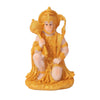 Handcrafted golden resin statue of Hanuman holding a mace, used for meditation and home decor.