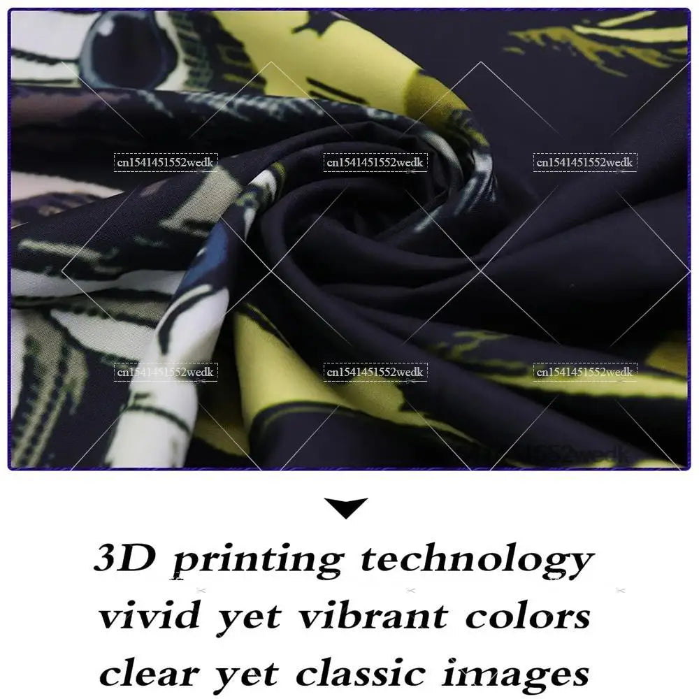 Black and yellow patterned fabric showing a close-up of the Tame Impala album art tapestry.