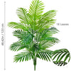 A realistic artificial palm tree featuring 18 silk green leaves.