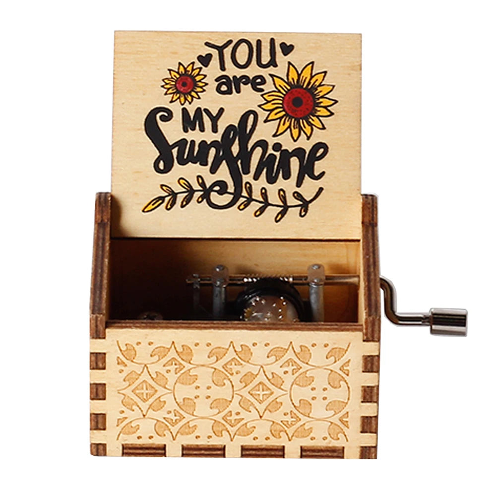 Handgesponnene Holzmuschel mit Deckel, Text und Sonnenblumenmotiv