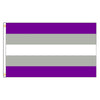 A horizontal banner design featuring purple, gray, and white stripes.