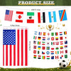 A display of various international flags and a large American flag banner, used for bunting or decoration.