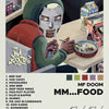 Album cover art for MF DOOM's MM...FOOD featuring a character in a green hood and various food items.