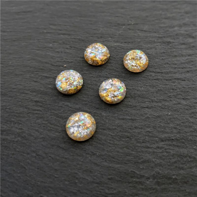 Round Resin Cabochons with Gold Foil for Jewelry Making