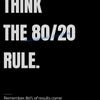 Motivational canvas wall art featuring the Pareto Principle quote Think the 80/20 Rule.