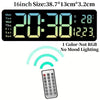 A digital wall clock displaying 20:38, 28 degrees, and a remote control for the clock.