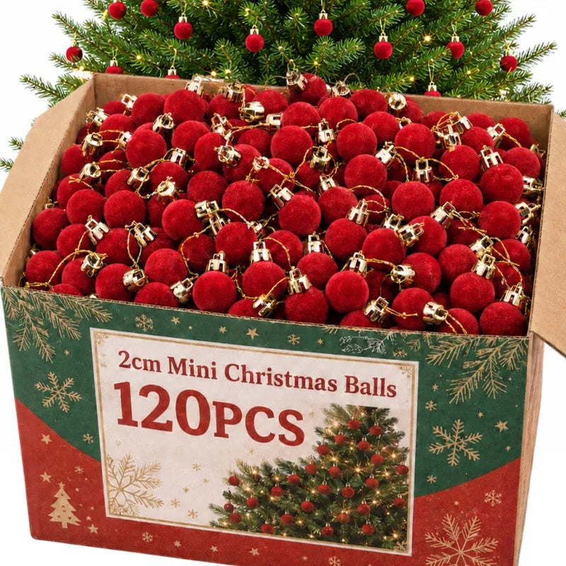 Red Velvet Christmas Ball Ornaments (Set of 24)