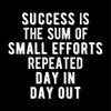 White text on a black background reads Success is the sum of small efforts repeated day in day out