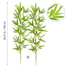 A vertical branch of artificial bamboo with green leaves shown alongside a magnified view of the foliage.