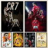 A collage of football legends including Cristiano Ronaldo, Lionel Messi, and Ronaldinho, displayed as vintage canvas wall art