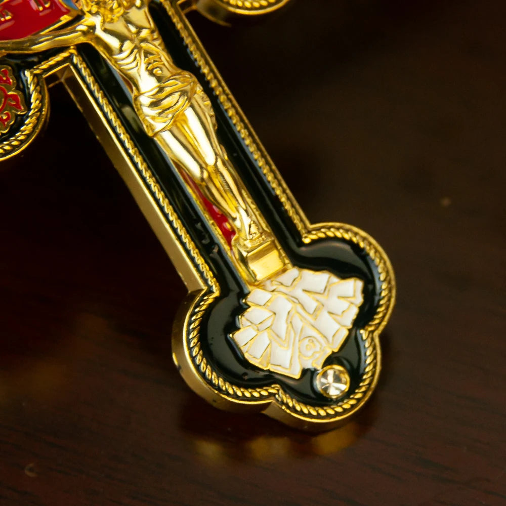Orthodox Crucifix Cross Necklace with Rosary Beads