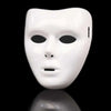 A white performance mask for dance or cosplay, shown against a black background.