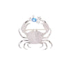 Silver and blue gemstone vintage marine life brooch pin set featuring a detailed crab design