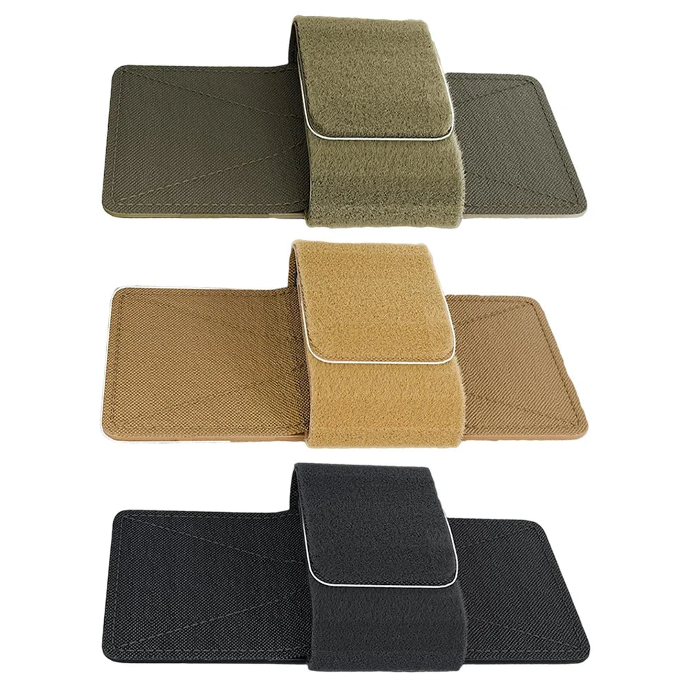 Three concealed carry holsters in olive green, tan, and black, shown side by side.