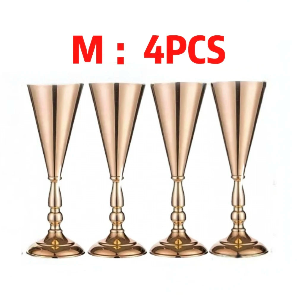 Gold Trumpet Vase Metal Flower Holder for Weddings & Home Decor