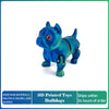 A vibrant blue 3D printed articulated bulldog figurine.