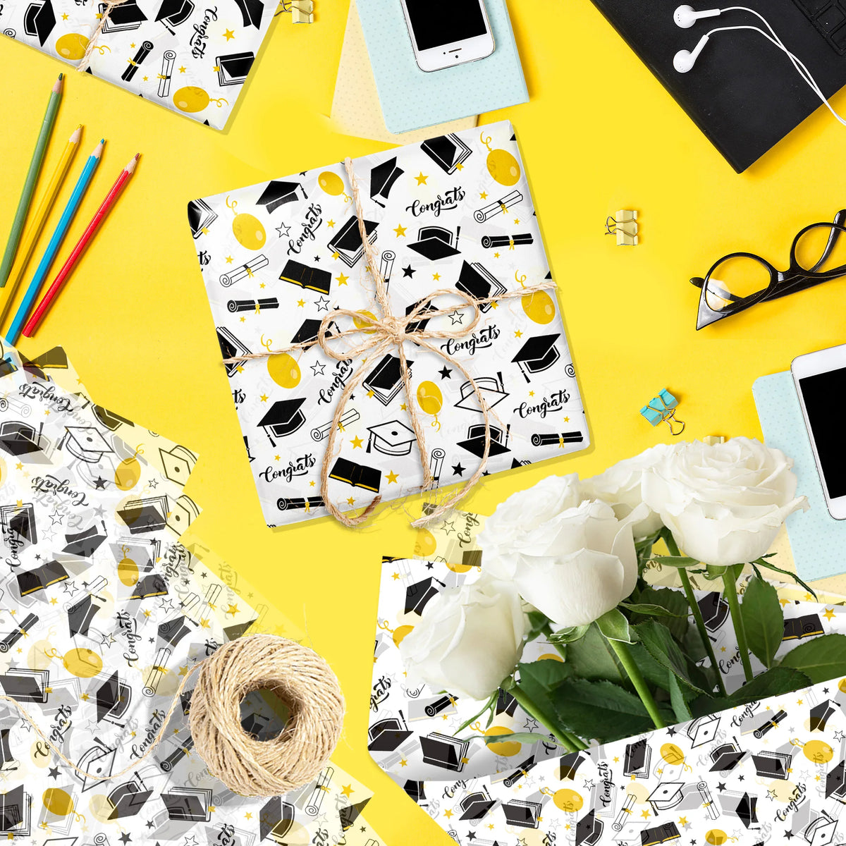 Graduation Gift Wrapping Paper Set for Parties & Presents