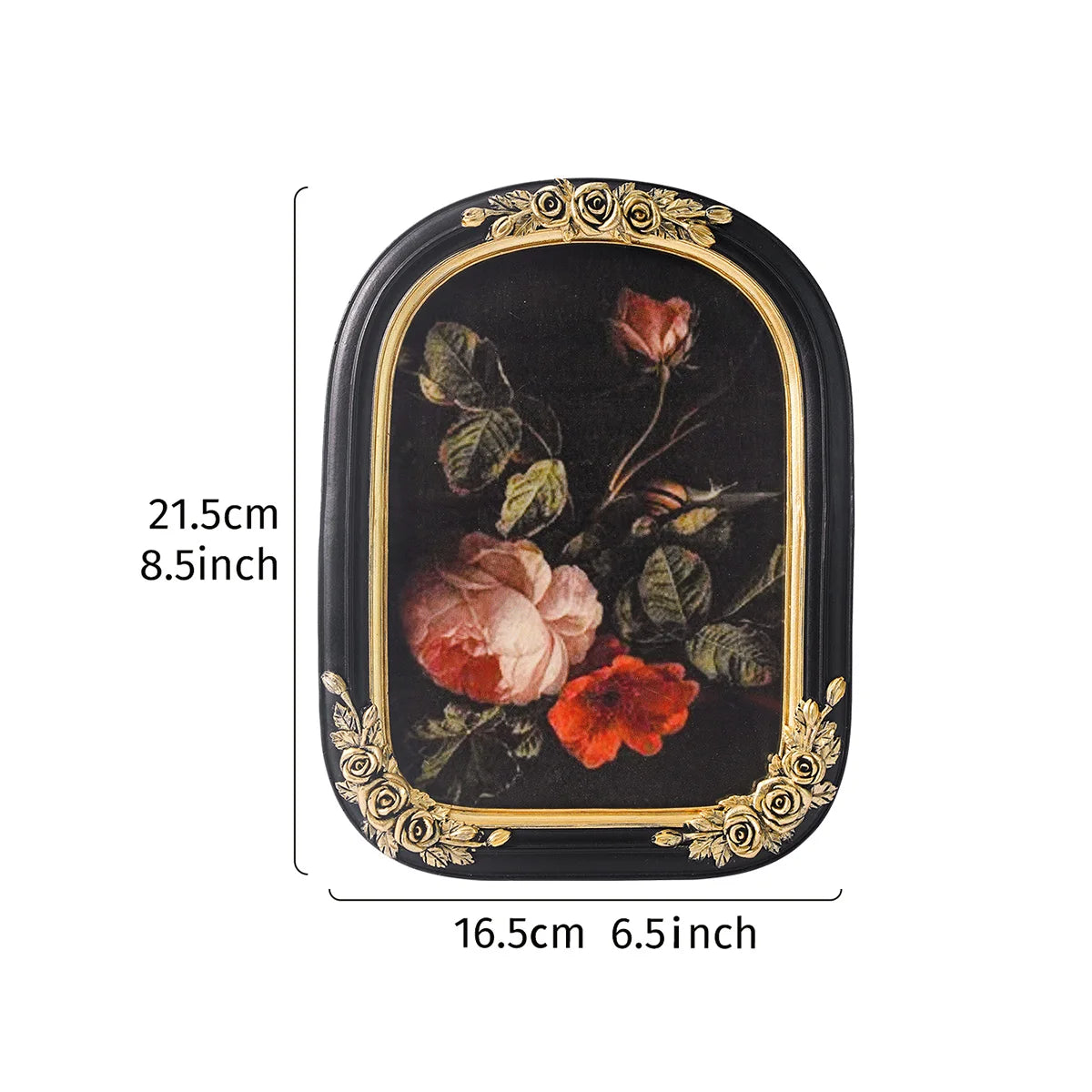 Antique Gilded Resin Photo Frame with Ornate Relief Design