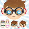 A collection of funny and crazy eye costume glasses shown in various colors and styles.