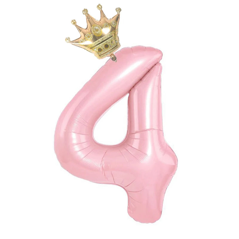 Pastel Pink Foil Number Balloons (0-9) for Birthday Party Decorations