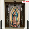 Guadalupe Madonna Religious Wall Art Gate Flag with Golden Halo and Floral Design