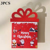 A set of three red cartoon Christmas thank you cards featuring festive designs and snow scenes.
