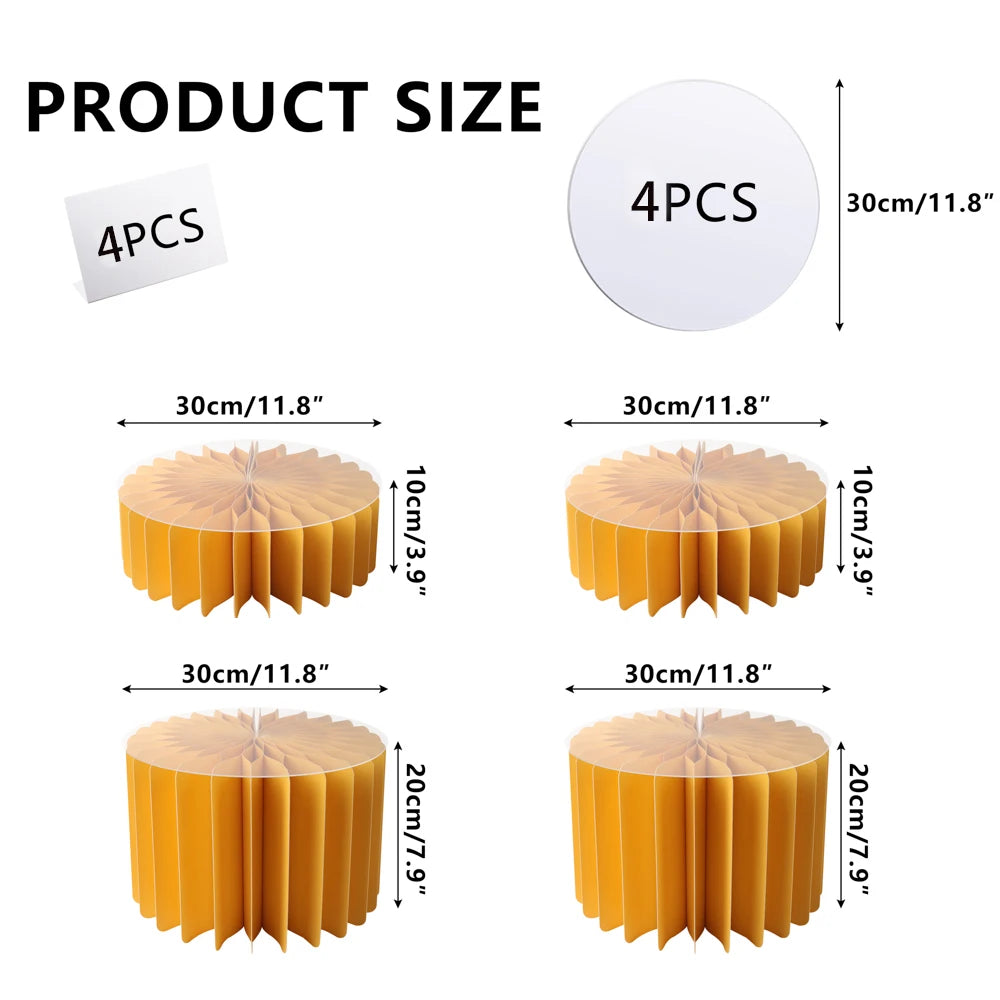 Four sets of folding dessert table cupcake display stands in orange color shown from the side.