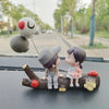 A set of cute couple balloon car ornaments featuring a girl and a boy with a pink rabbit on a wooden branch.