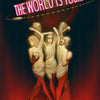 Wall art featuring three women in flowing white fabric against a dark background with the text The World Is Yours