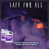 A dark silhouette of a person is shown with fog emanating from a bottle of Non Toxic Fog Machine Liquid.