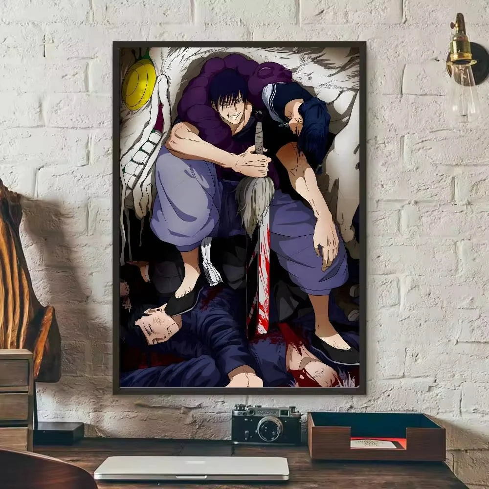 Anime canvas art poster featuring Toji Fushiguro in a dark, dramatic pose.