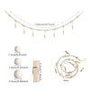 A string of light beige wooden beads used as a Nordic style photo display garland.