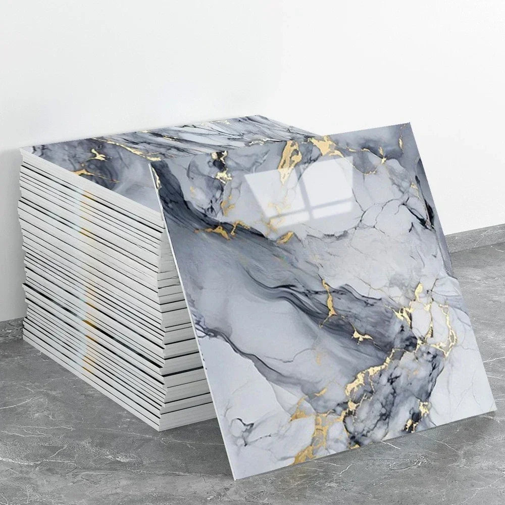 3D Marble Effect Peel-and-Stick Tile Stickers (Set of 10)